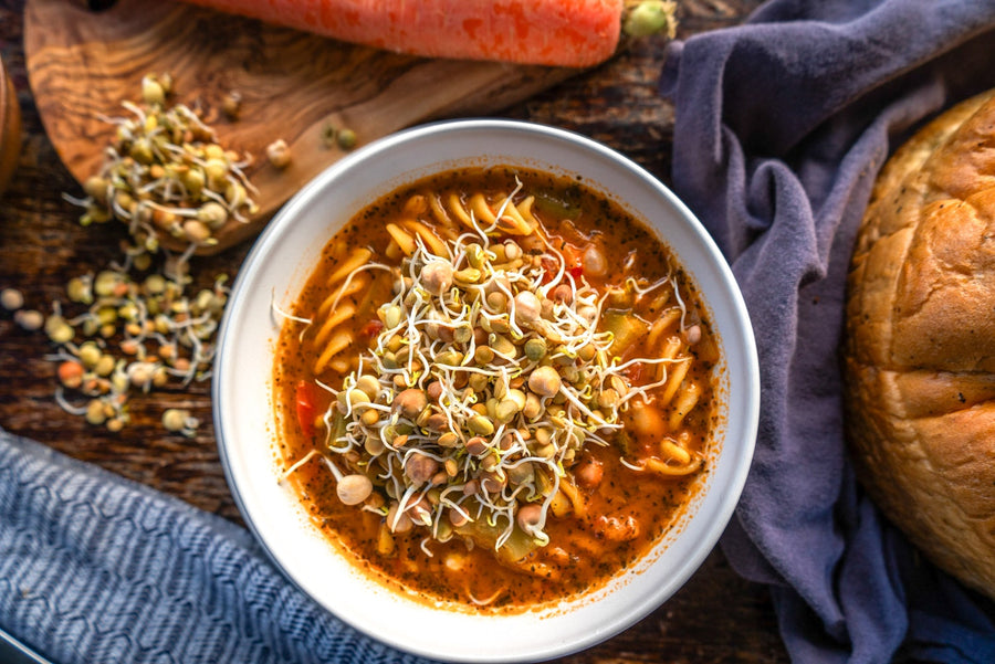 Minestrone Soup with Sprouted Beans